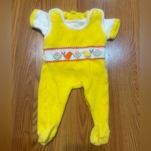 Vintage Babygro Yellow Baby Onesie with Bird Tulip Accents 6m